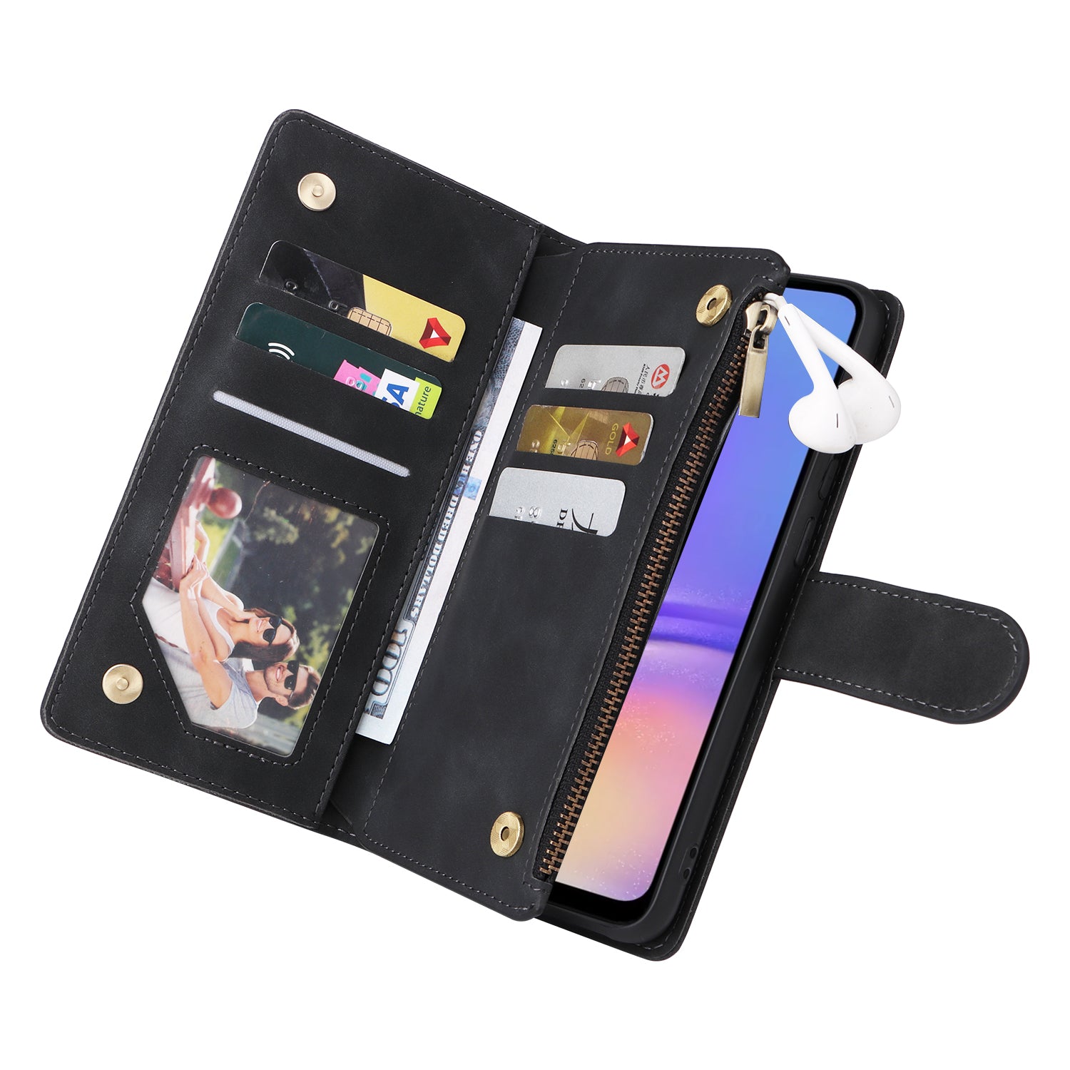 For Samsung Galaxy A05 4G Case Multiple Card Slots Anti-fall Zipper Pocket Leather Phone Cover For Samsung Galaxy A05 4G Case Multiple Card Slots Anti-fall Zipper Pocket Leather Phone Cover